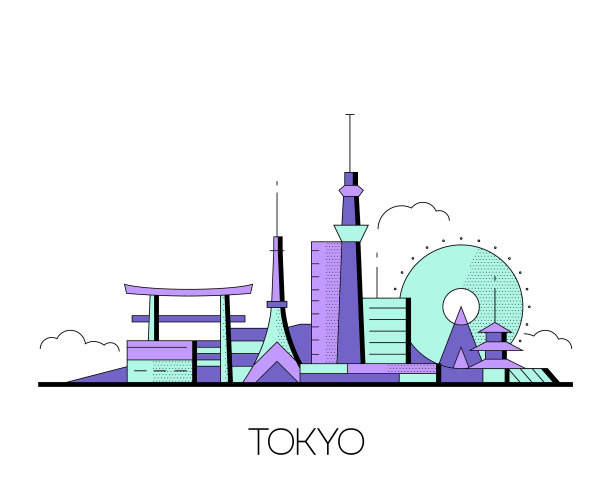 东京天际线日本线艺术图片下载