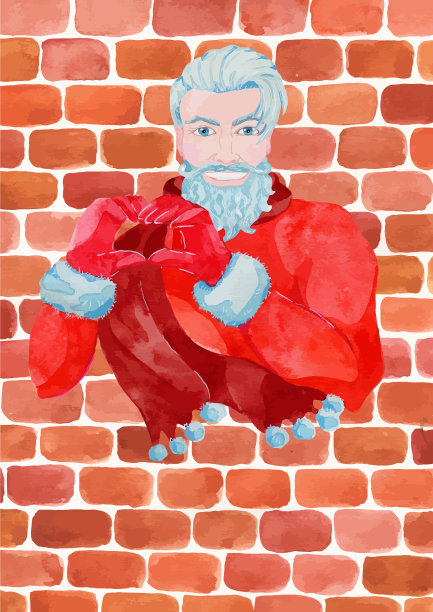 有英俊的圣诞老人的圣诞贺卡图片下载