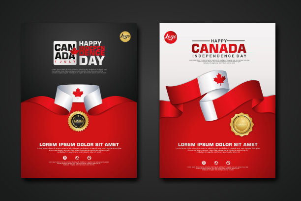 集海报设计加拿大快乐独立日背景模板图片下载
