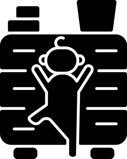 孩子爬上家具黑色象形图标图片下载