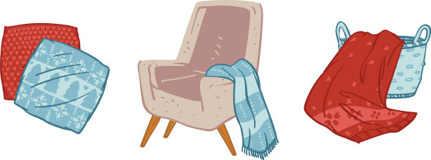 舒适的气氛在家里的扶手椅与格子图片下载