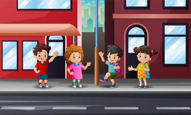 孩子们在人行道上图片下载