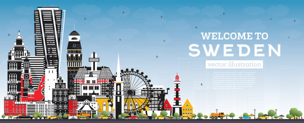 欢迎来到瑞典灰色的城市天际线图片下载
