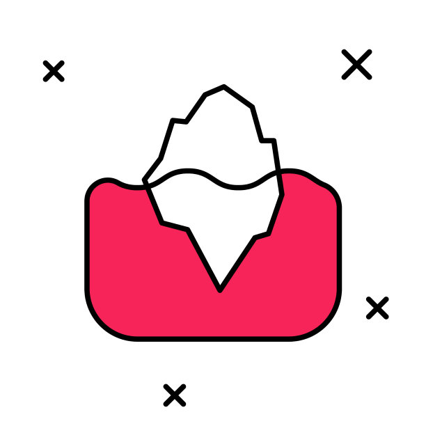 填充轮廓冰山图标孤立在白色图片下载