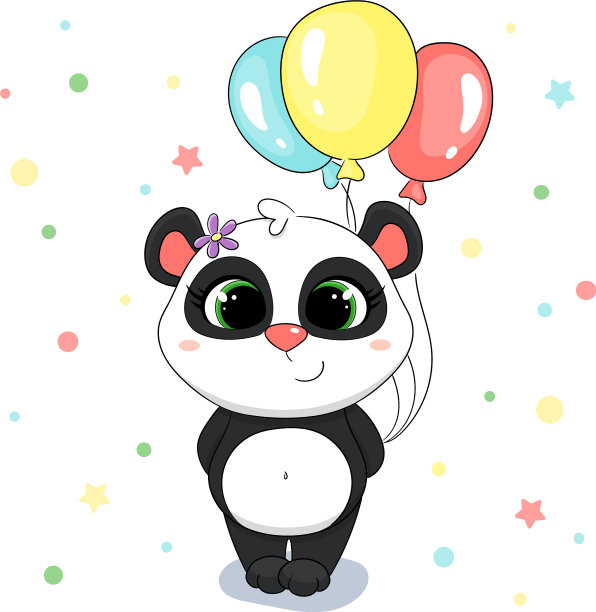 熊猫女孩和气球图片下载