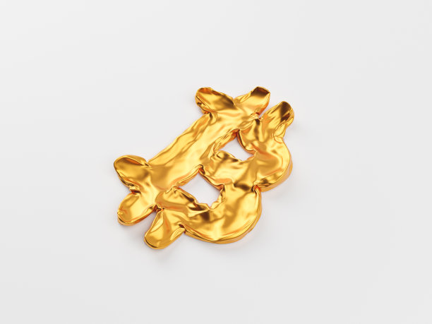 瘪掉的黄金比特币标志气球图片下载