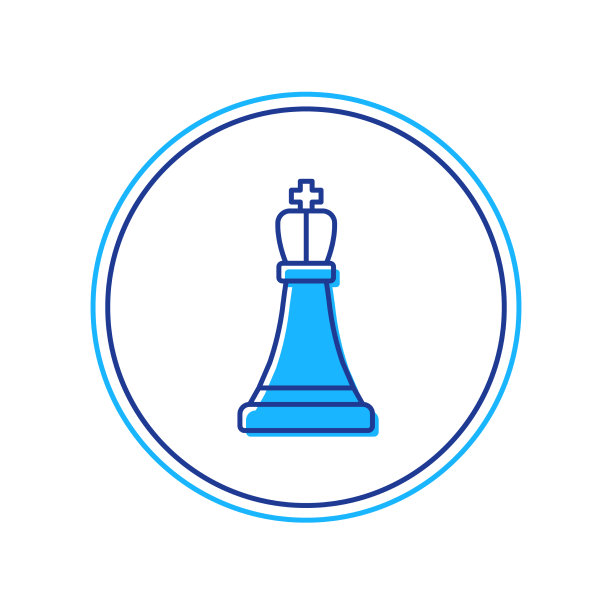 填充轮廓象棋图标孤立在白色图片下载