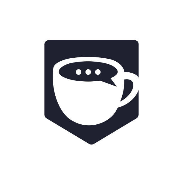 咖啡谈话矢量标志设计。咖啡杯与气泡聊天图标矢量设计。图片下载