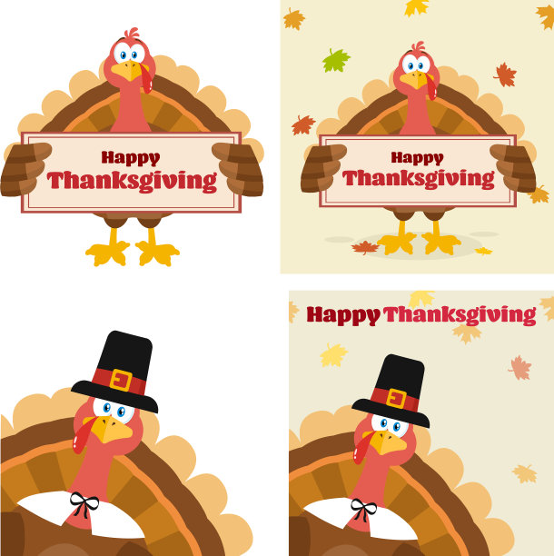 火鸡鸟平面设计集合图片下载