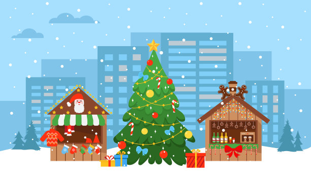 城市的圣诞市场或新节日集市图片下载