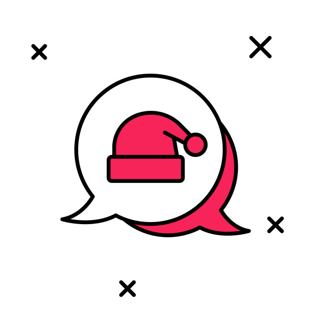 填充轮廓圣诞老人帽子图标图片下载