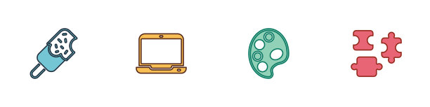 设置冰淇淋笔记本调色板和拼图碎片图片下载