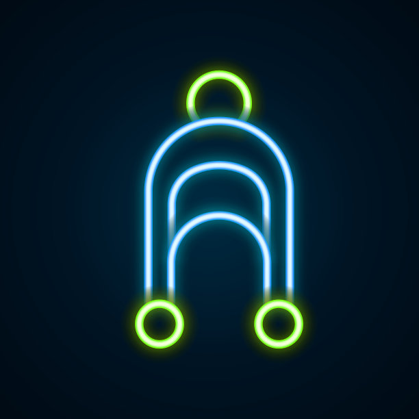 发光的霓虹灯线叶图标孤立在黑色图片下载