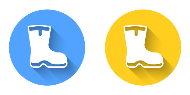 白色渔靴图标孤立与长阴影图片下载