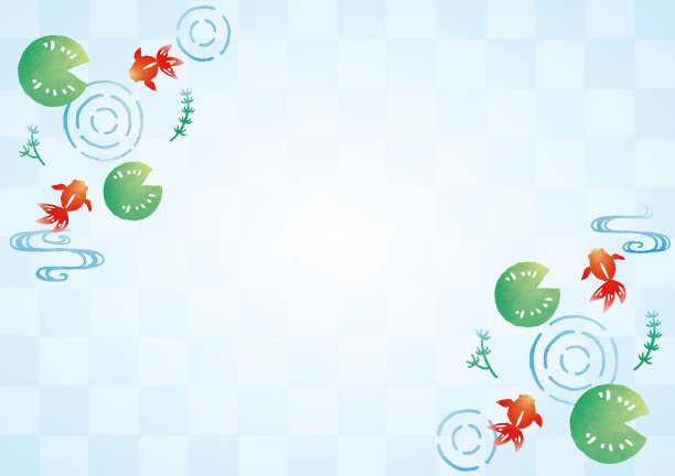 日本风格的背景与金鱼图片下载