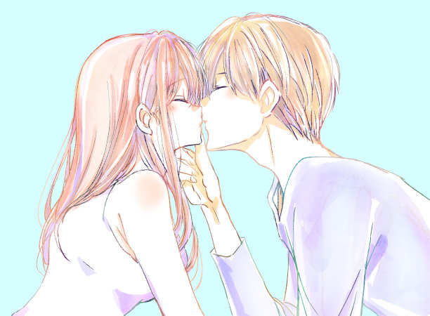 浪漫接吻的男人和女人图片下载