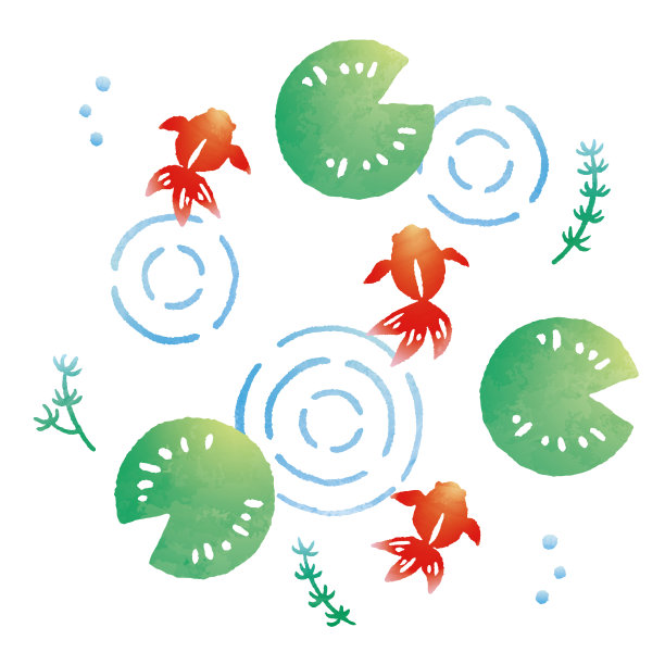 日本风格的背景与金鱼图片下载