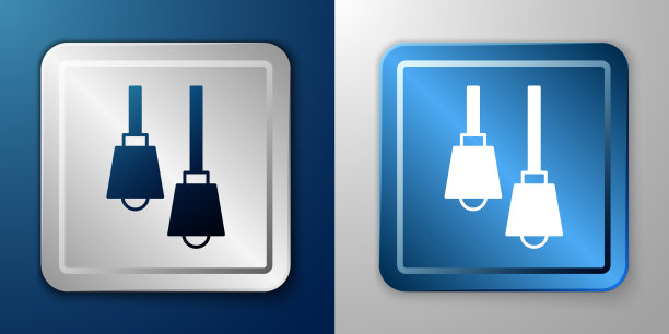 白色的灯挂图标孤立在蓝色和灰色上图片下载