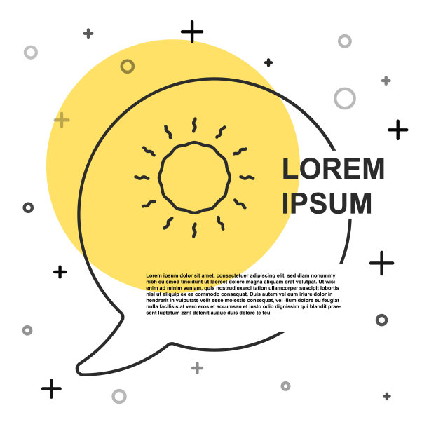 黑线太阳图标孤立在白色背景图片下载