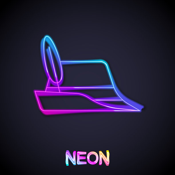 发光的霓虹灯线啤酒节帽子图标孤立图片下载