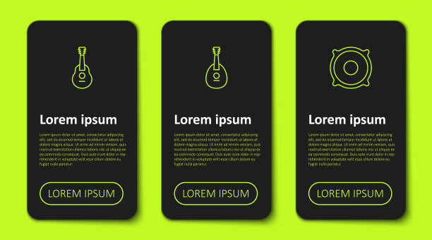 设置线吉他曼陀林和立体声扬声器图片下载