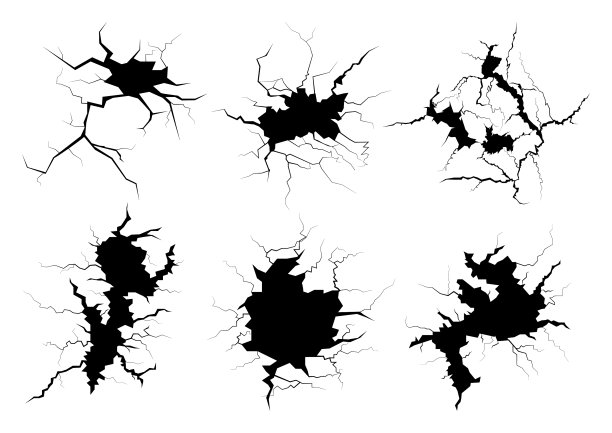 白色背景上的裂纹集图片下载