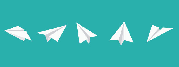 飞机或折纸图标设置在蓝色背景图片下载