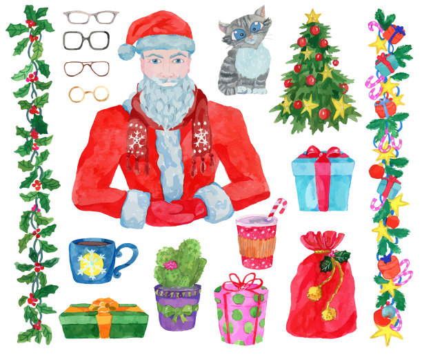 与积极微笑的圣诞老人图片下载