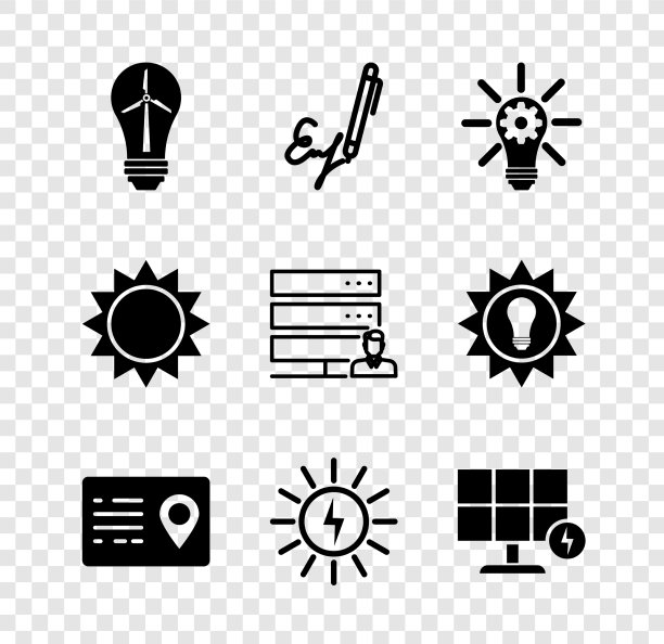 设置灯泡与风力涡轮机签名齿轮图片下载