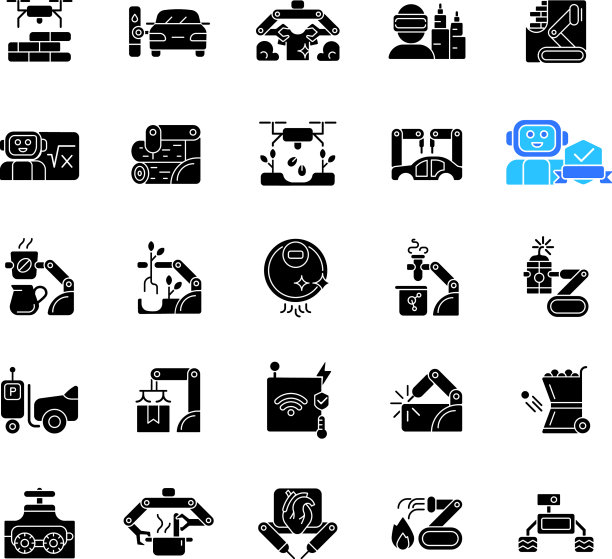 自动黑色字形图标设置在空白图片下载