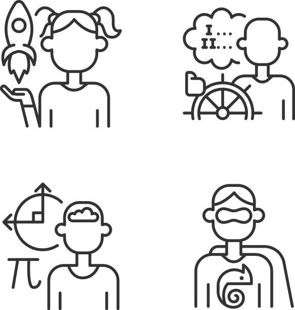 孩子的天赋线性图标集图片下载