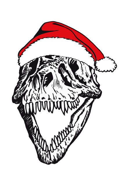 圣诞老人的霸王龙头骨图像图片下载