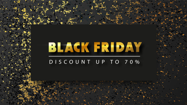 黑色星期五横幅与金色纹理深色图片下载