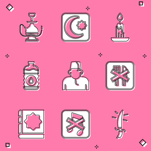 设置水烟星和新月燃烧蜡烛图片下载