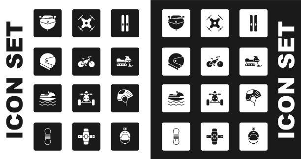 设置滑雪和棍棒自行车头盔快艇图片下载