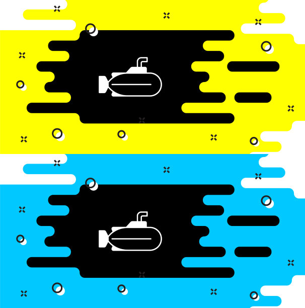 白色潜艇图标孤立在黑色背景图片下载