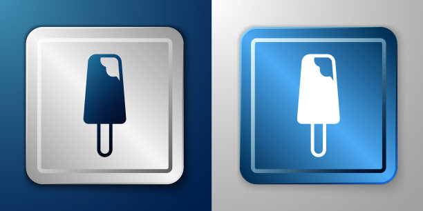 白色冰淇淋图标孤立在蓝色和灰色上图片下载