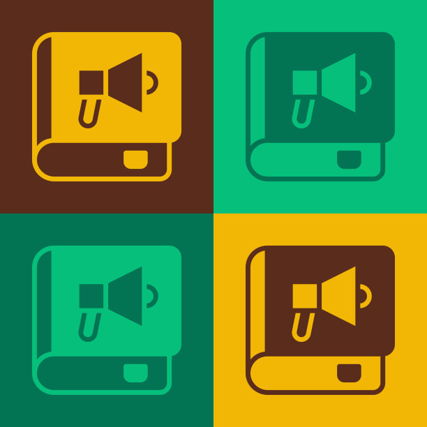 流行艺术书籍图标孤立的颜色背景图片下载