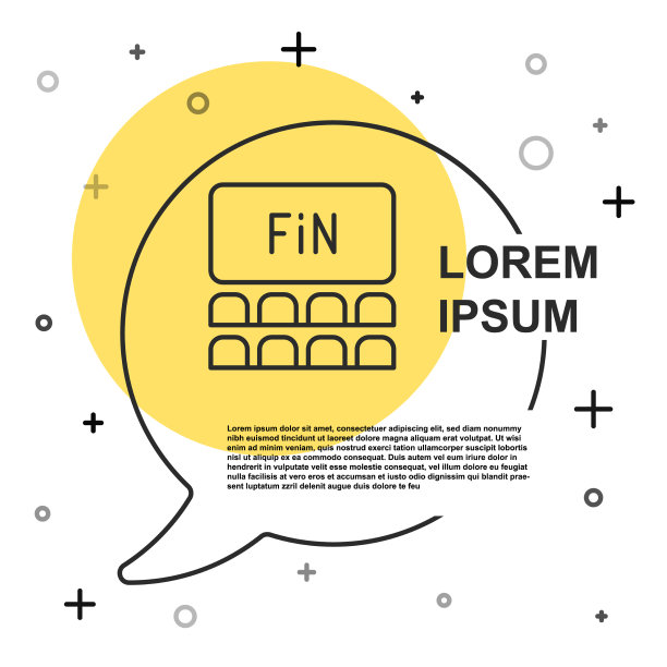 黑线影院礼堂与屏幕图标图片下载