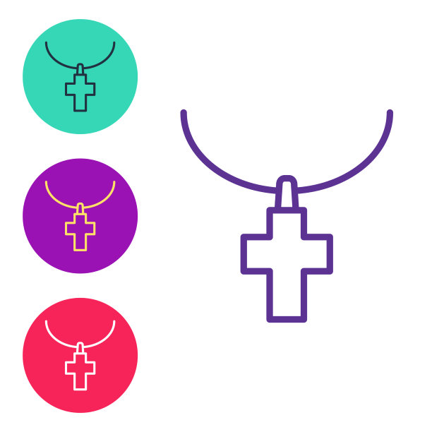 设置线基督教交叉链图标孤立上图片下载