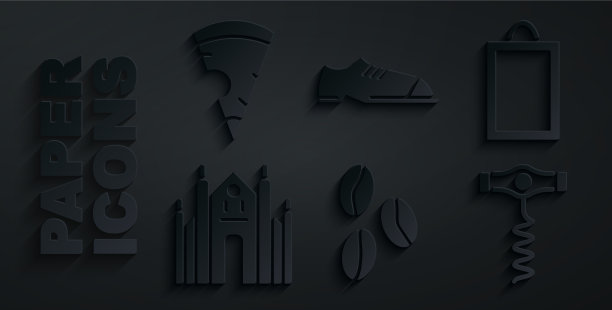 集咖啡豆画米兰大教堂葡萄酒图片下载