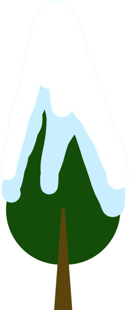 树覆盖雪卡通风格的平面剪贴画图片下载