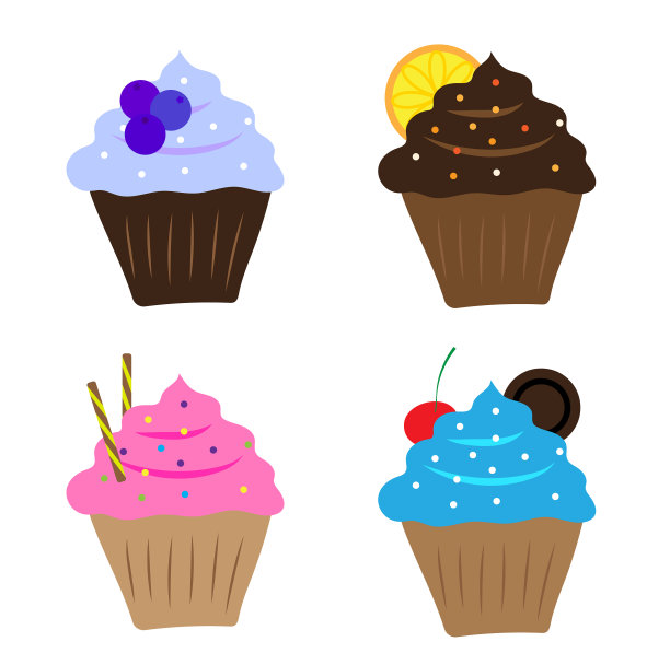 纸杯蛋糕图标设置烘焙甜食品卡通图片下载