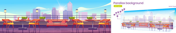 屋顶餐厅的视差背景图片下载
