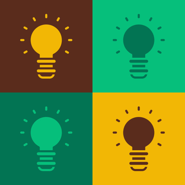 波普艺术创意灯灯的想法图标孤立上图片下载