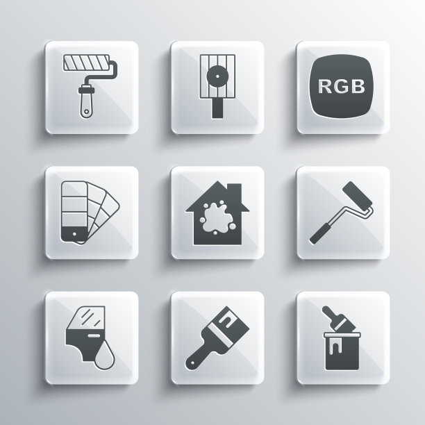 设置漆刷桶用滚筒涂漆图片下载