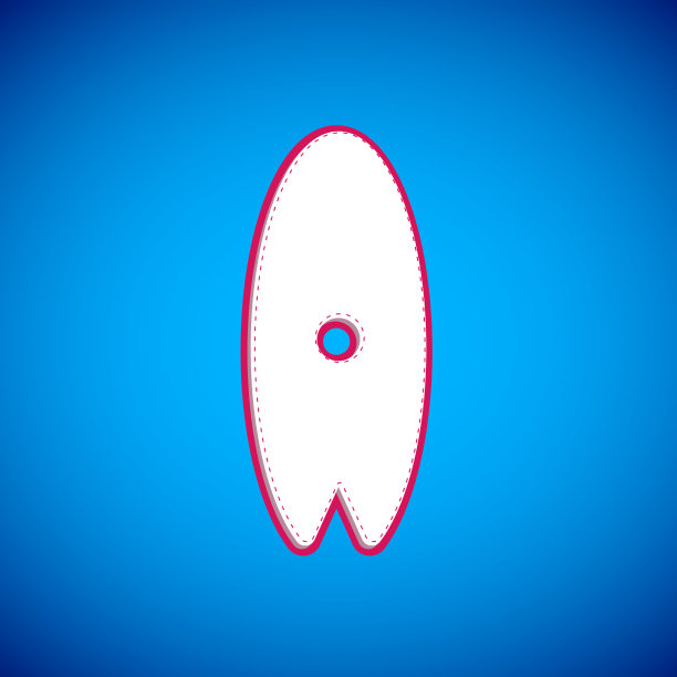 白色冲浪板图标孤立在蓝色背景图片下载