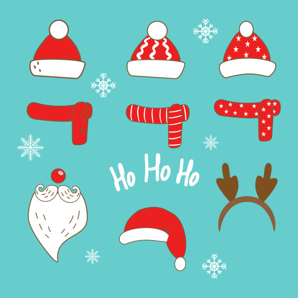 一套新年红帽子帽子孤立图片下载