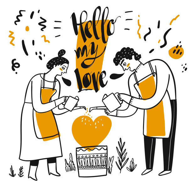 夫妻浇水植物幸福图片下载