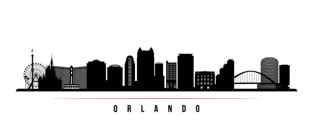 奥兰多天际线横条幅黑白相间图片下载